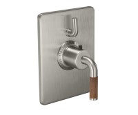 Rectangle Trim Plate, Teak Lever Handle, 1 Smaller Control