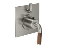 Square Trim Plate, Teak Lever Handle, 1 Smaller Control