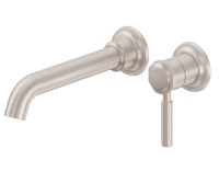 Wall sink faucet with long spout single smooth lever handle