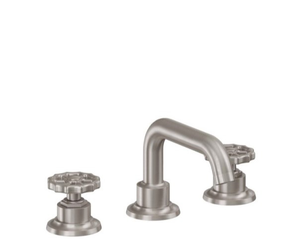 Widespread Sink Faucet, Quad Spout, Metal Wheel Handles
