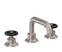 Widespread Sink Faucet, Quad Spout, Black Wheel Handles