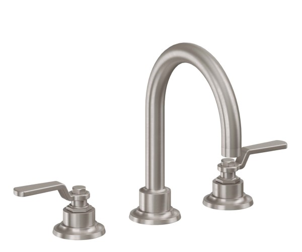 Widespread Sink Faucet, Curving Spout, Lever Handles
