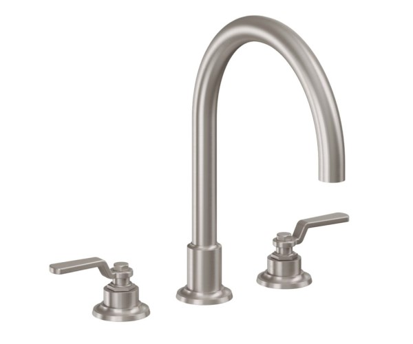 Tall Curving Tubular Spout,  Lever Handles
