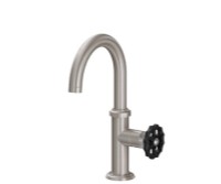 Curving Spout, Side Lever Control, Black Wheel Handle