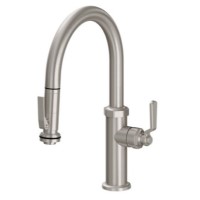 Low Curving Spout, Pull-down Spray, Industrial Lever Handle, Squeeze Spray