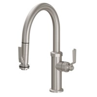 Curving Spout, Pull-down Spray with Squeeze Trigger Control, Industrial Lever