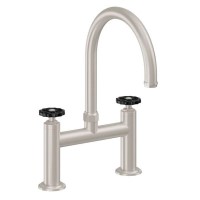 Black Wheel Bridge Faucet, Arch Spout