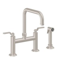 Bridge Faucet, Squared Spout, Side Spray