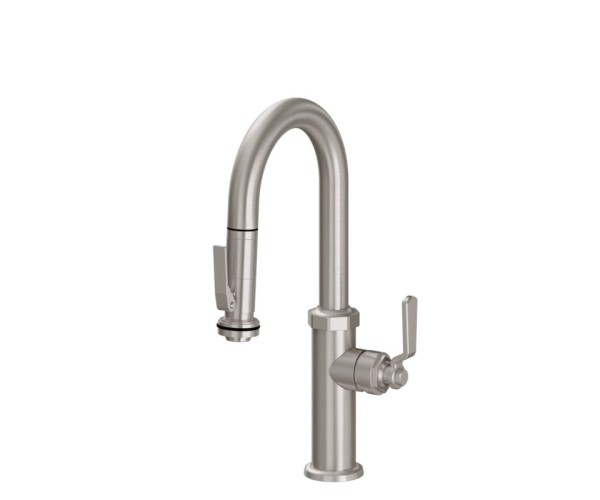 Curving Spout, Pull-down Spray,Squeeze Trigger, Industrial Lever