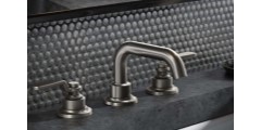Widespread Sink Faucet with Tubular Squared Spout, Industrial Lever Handles