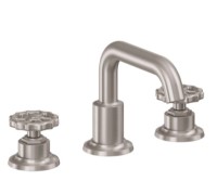 Tub Faucet with Squared Tubular Spout, Metal Wheel Handles