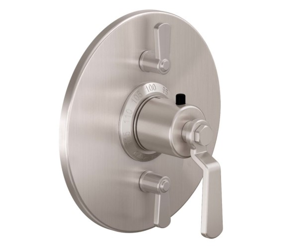 Round Trim Plate,  Lever Handle, 2 Smaller Controls