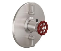 Round Trim Plate, Red Wheel Handle, 2 Smaller Controls