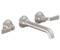 Wall Sink Faucet with Long Tubular Spout, Industrial Lever Handles