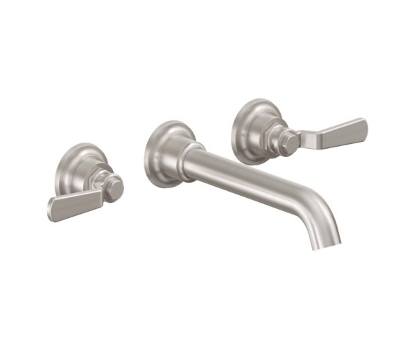 Wall Sink Faucet with Long Tubular Spout, Lever Handles