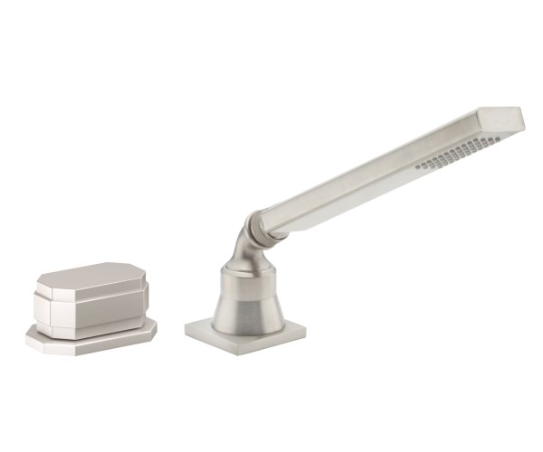 Square Spout, Modern Tub Filler with Block Handles