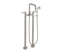 Squared Spout, Lever Handles, 2 Leg Freestanding Tub Filler with Handshower