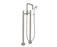 Squared Spout Spout, Cross Handles 2 Leg Freestanding Tub Filler with Handshower