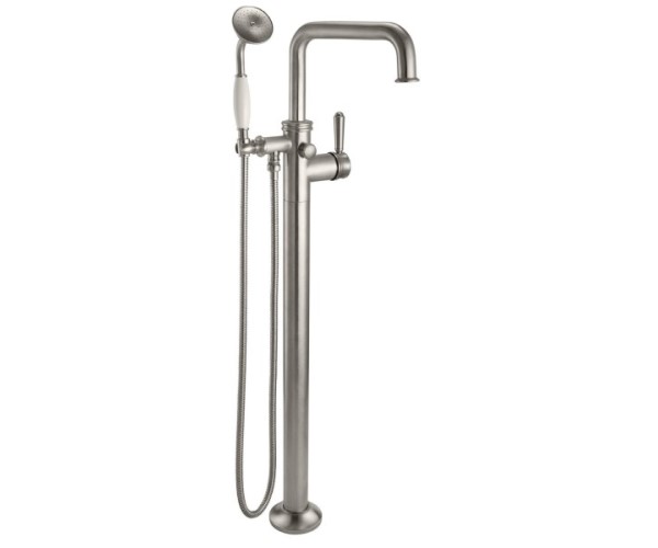 Single Post Freestanding Tub Filler With Squared Spout