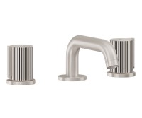 Sink faucet with Low Square Spout, Pinstrip Black Grove Handles