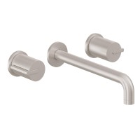 Long Spout, 2 Handle Wall Sink Faucet, Smooth Handles
