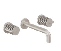 2 Handle Wall Sink Faucet, Pinstripe Intaglio Handles