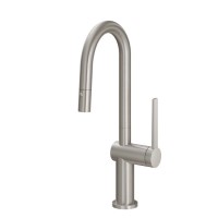 Curving Spout, Pull-down Spray with Push Button, Tall Lever Handle