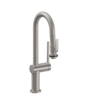 Curving Spout, Pull-down Spray with Squeeze Trigger, Tall Lever Handle