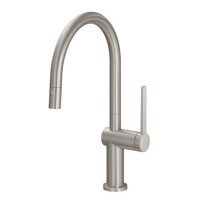 Low Curving Spout, Pull-down Spray with Push Button, Tall Lever Handle