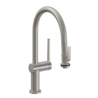 Low Curving Spout, Pull-down Spray with Squeeze Trigger, Tall Lever Handle