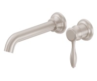 2 Hole, Single Tear Drop Lever Handle, Wall Faucet