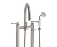 Traditional Curving Spout, Lever Handles 2 Leg Freestanding Tub Filler with Handshower