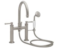 7 Inch Bridge Style Tub Faucet, Curved  Spout, Lever Handle