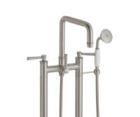 Squared Spout, Lever Handles, 2 Leg Freestanding Tub Filler with Handshower