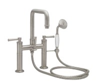 7 Inch Bridge Style Tub Faucet, Squared Spout, Lever Handle