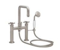 7 Inch Bridge Style Tub Faucet, Squared Spout, Cross Handle