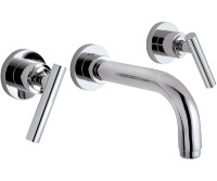 Long Spout Wall Mount Sink Faucet with Lever Handles