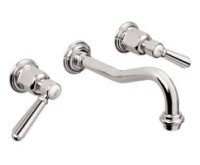 Chrome V3302-7 Wall Faucet with Curved Spout, Lever Handles