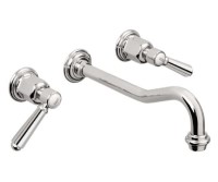 Long Wall Faucet with Curved Spout, Lever Handles