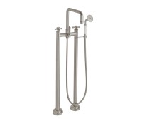 Squared Spout Spout, Cross Handles 2 Leg Freestanding Tub Filler with Handshower