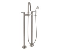 Freestanding Tub Filler With Curving Spout, Lever 48 Handles