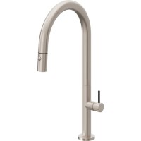 Tall Curving Spout, Pull-down Spray, Black Short Stick Handle