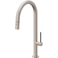 Tall Curving Spout, Pull-down Spray, Black Stick Handle