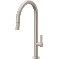 Tall Curving Spout, Pull-down Spray, Flat Blade Handle