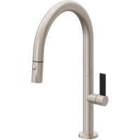 Curving Spout, Pull-down Spray, Black Flat Blade Handle