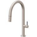 Curving Spout, Pull-down Spray, Black Short Stick Handle