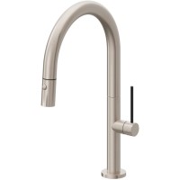 Curving Spout, Pull-down Spray, Black Stick Handle