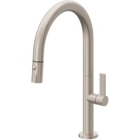 Curving Spout, Pull-down Spray, Flat Blade Handle