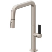 Quad Square Spout, Pull-down Spray, Black Flat Blade Handle