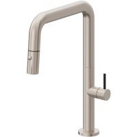 Quad Square Spout, Pull-down Spray, Black Short Stick Handle